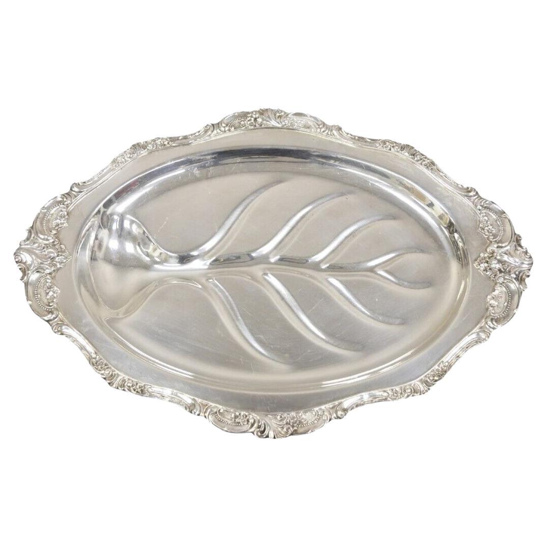 Baroque by Wallace 259 Silver Plated Meat Cutlery Serving Platter Tray For Sale