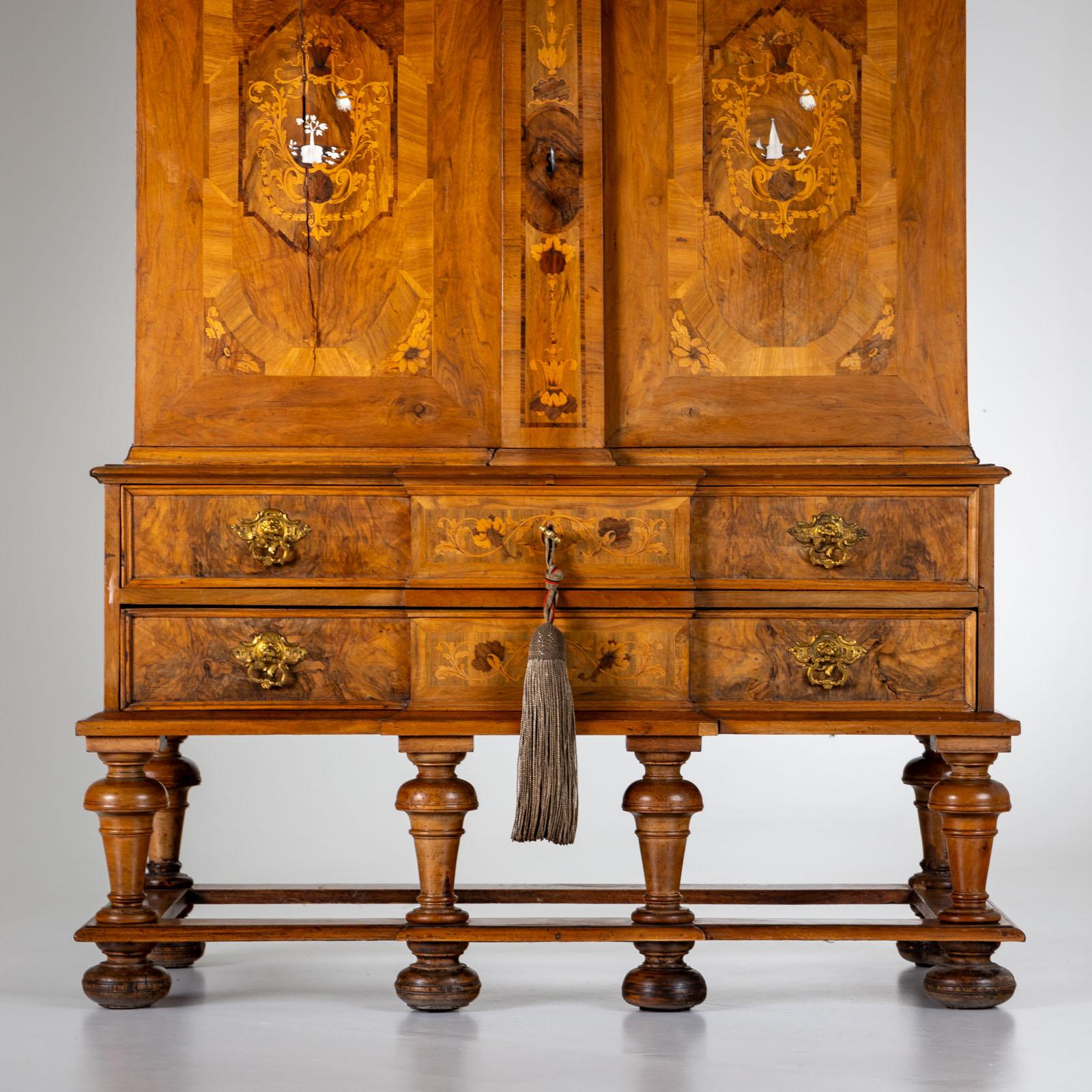 Inlay Baroque Cabinet, Brunswick, Germany, 18th Century