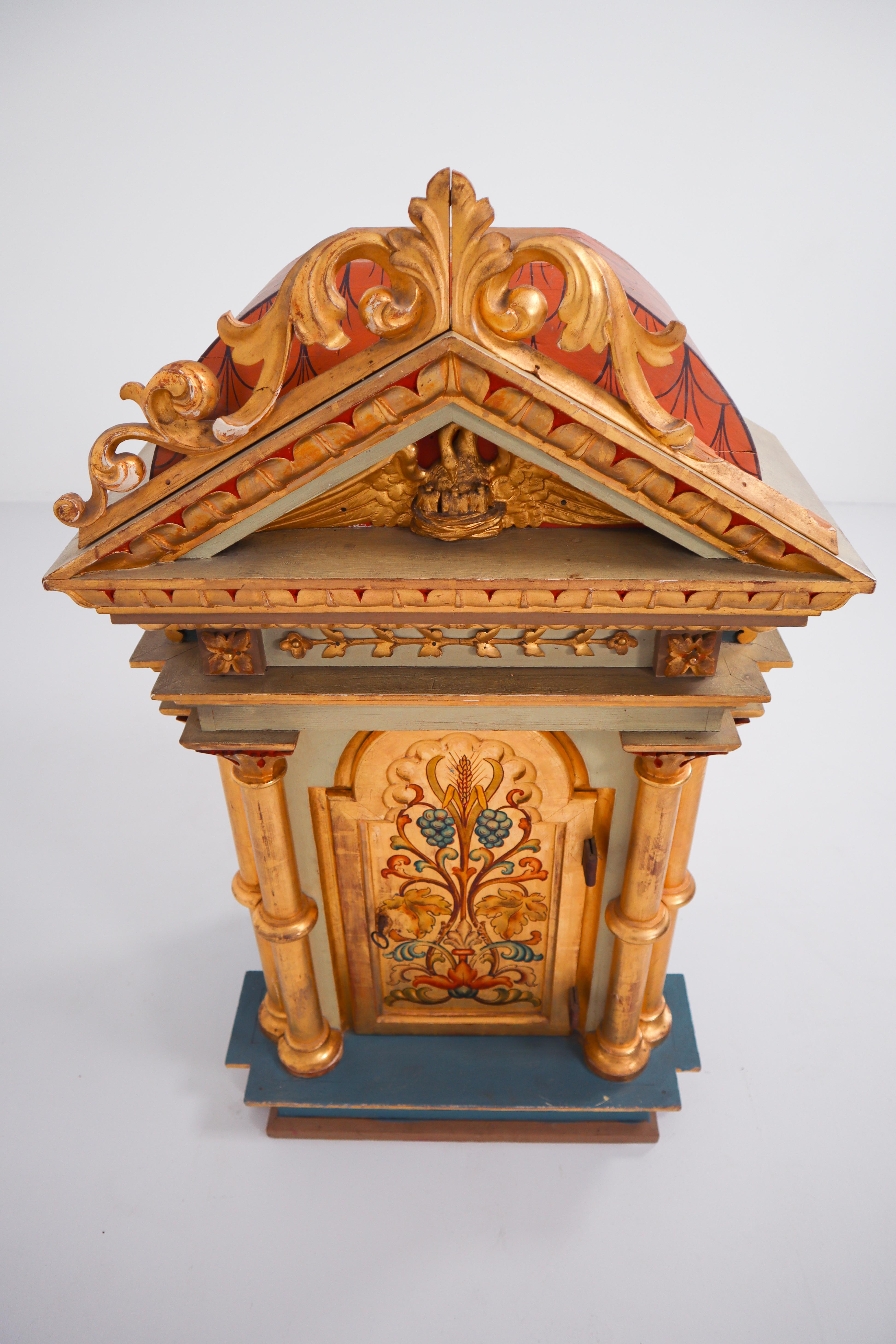 Wood Baroque Cabinet in Gold Color Painted Germany Early 19th Century