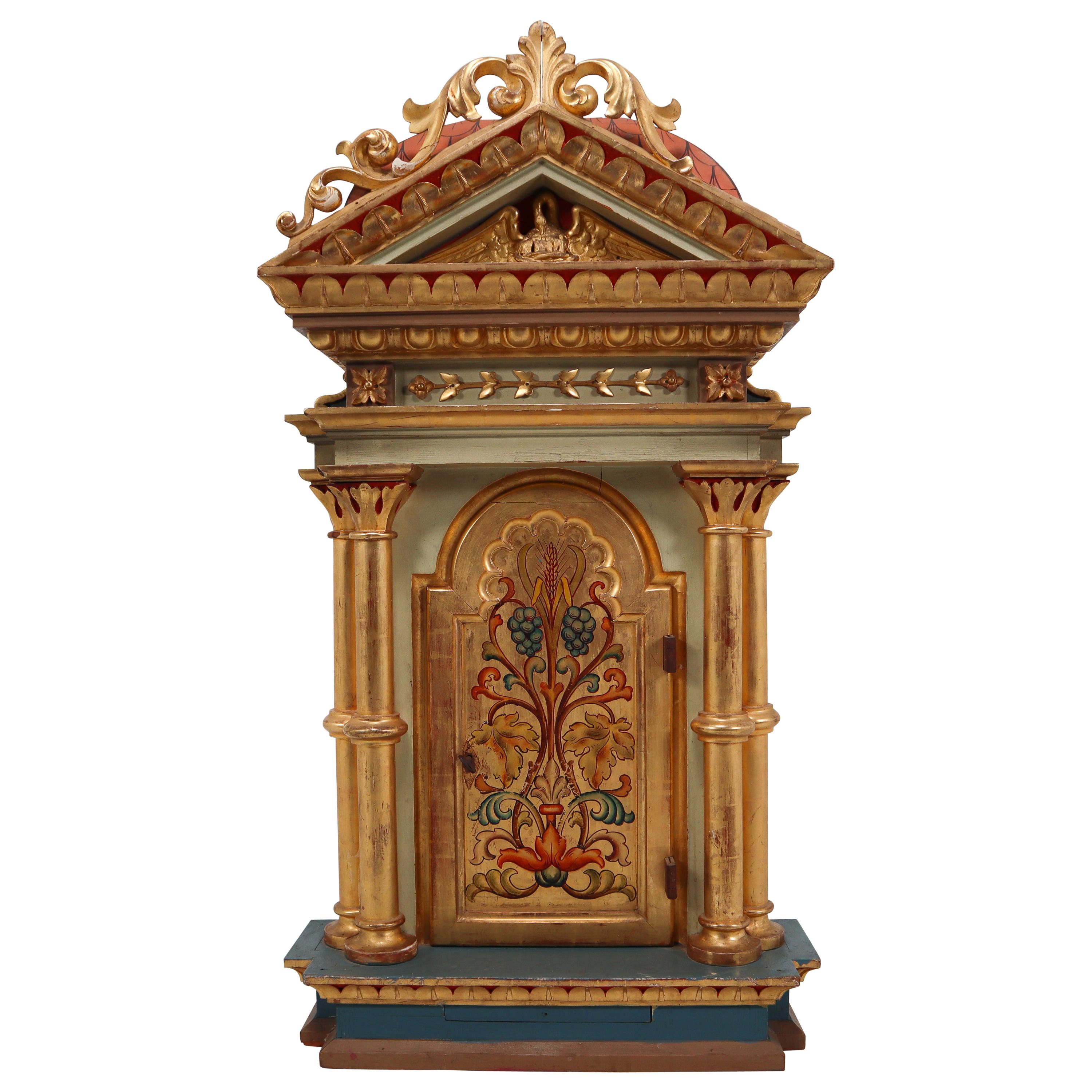 Baroque Cabinet in Gold Color Painted Germany Early 19th Century