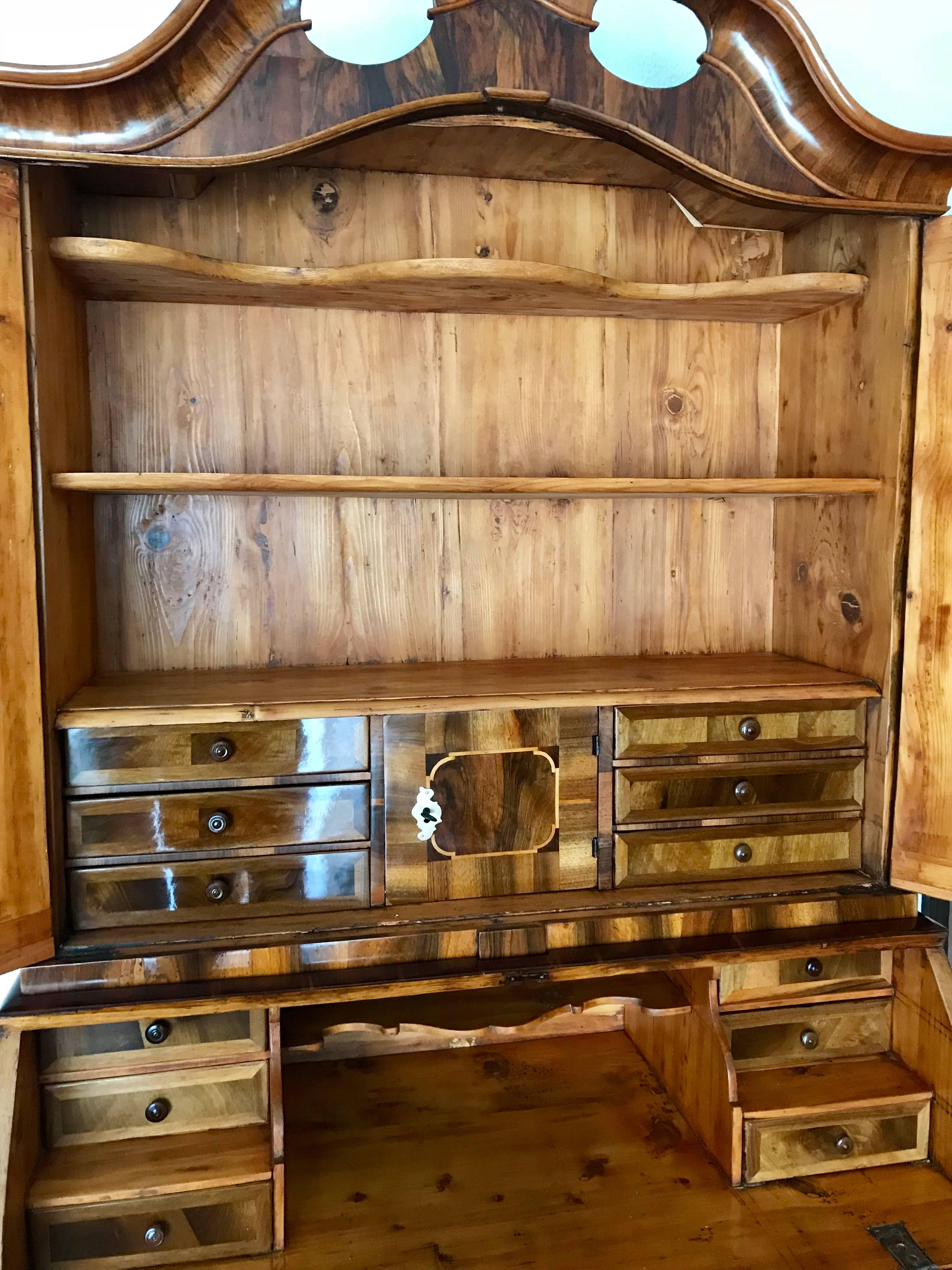 Walnut Baroque Cabinet with Secretaire, Germany 1750 For Sale