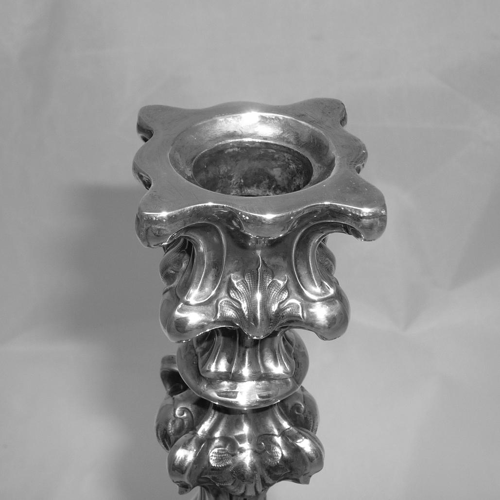 German Baroque Candlestick Silver, circa 1750, with Rocailles and Acanthus For Sale