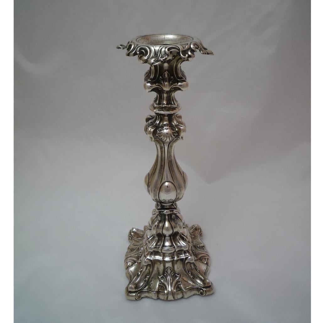 18th Century Baroque Candlestick Silver, circa 1750, with Rocailles and Acanthus For Sale