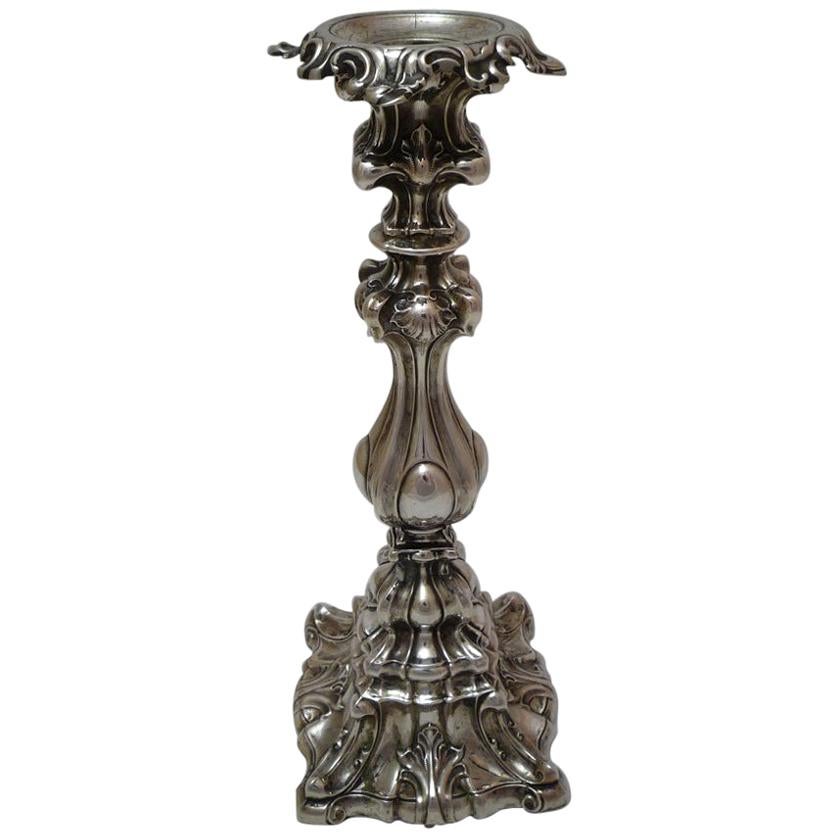 Baroque Candlestick Silver, circa 1750, with Rocailles and Acanthus For Sale