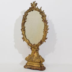 Baroque Carved Gilt Wood Standing Mirror, Italy, Circa 1750