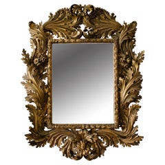 Antique Baroque Carved Linden Wood Mirror, 1730s
