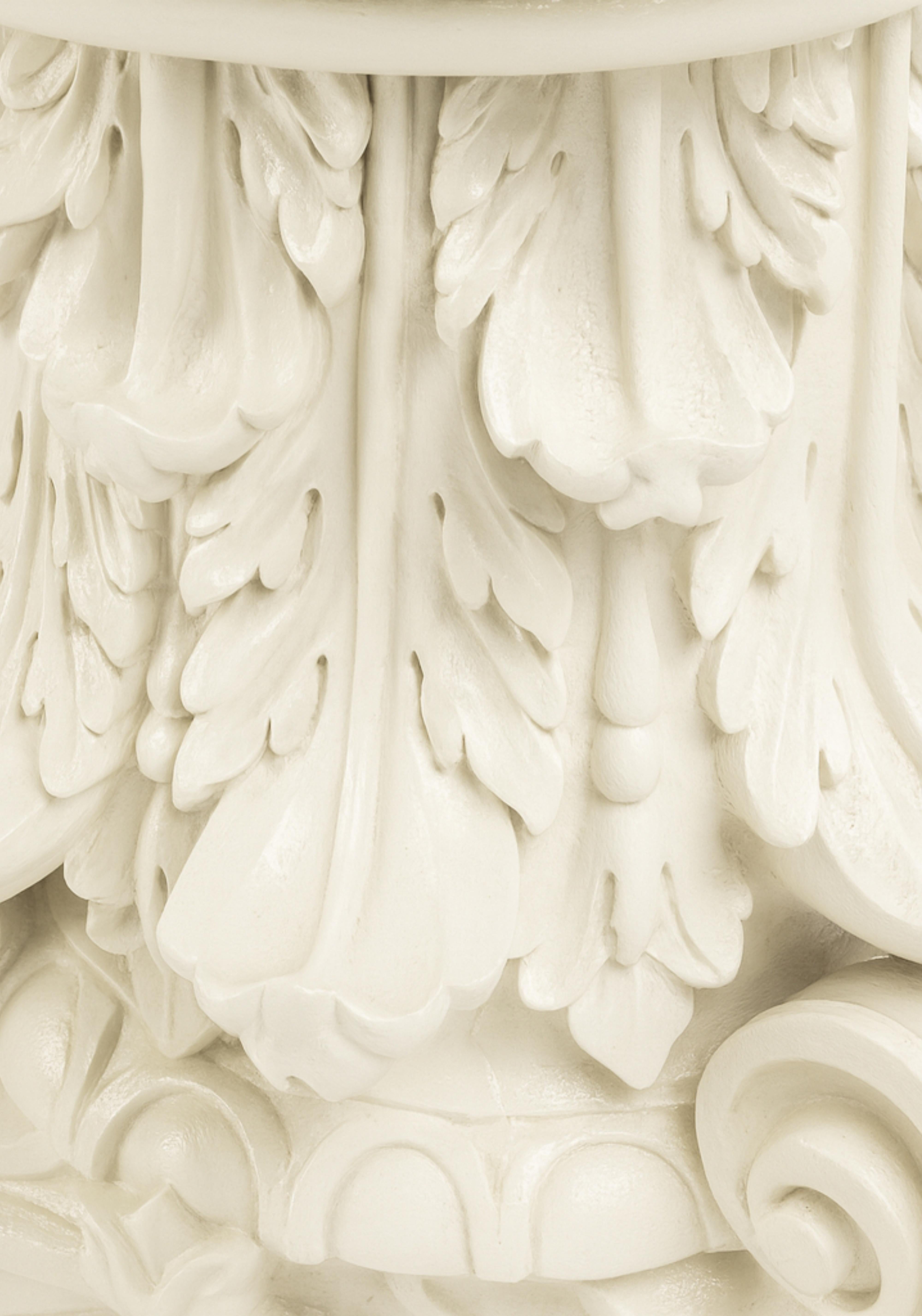 Baroque Carved Off White Capital Pedestal Base,  Early 20th Century For Sale 1