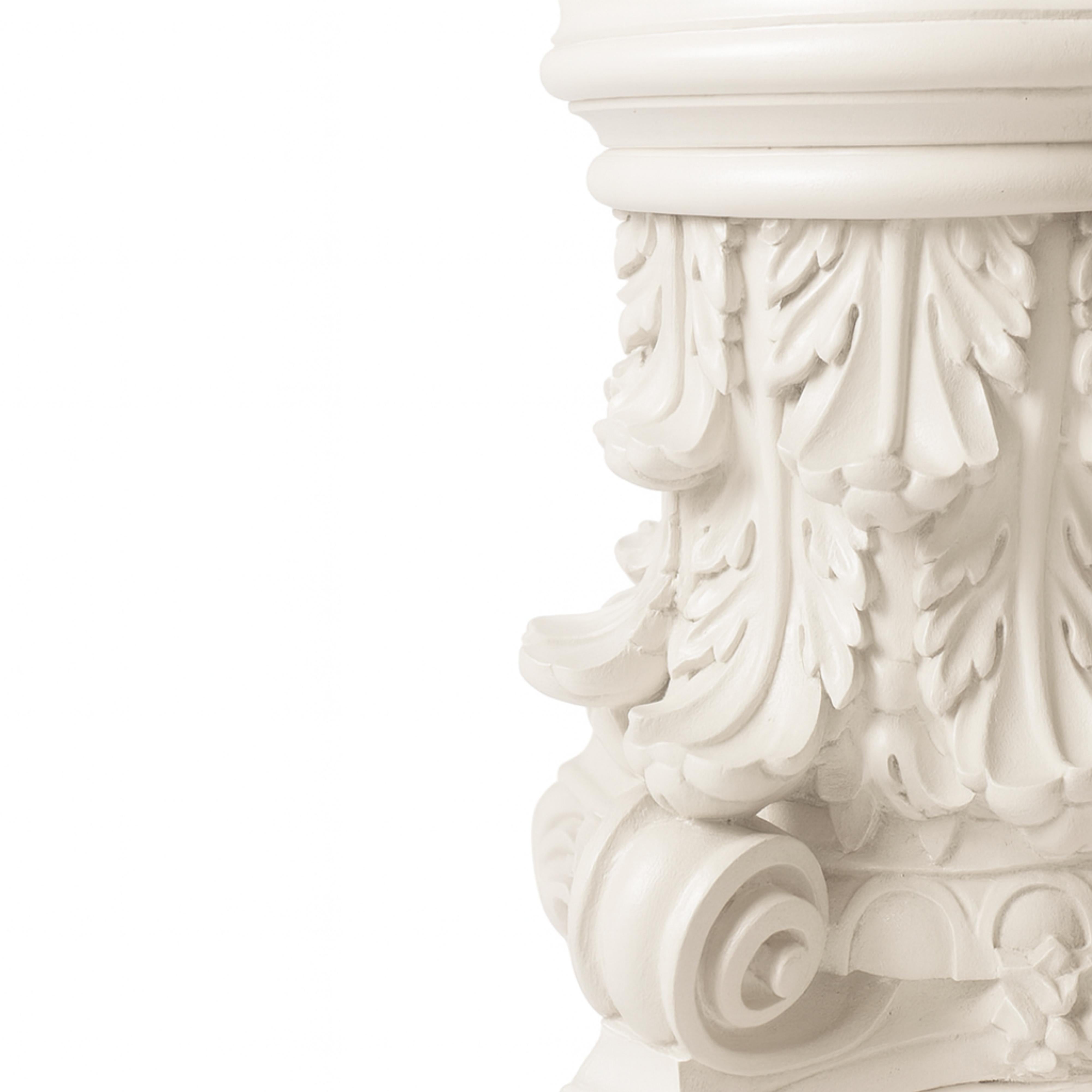 Baroque Carved Off White Capital Pedestal Base,  Early 20th Century For Sale 3