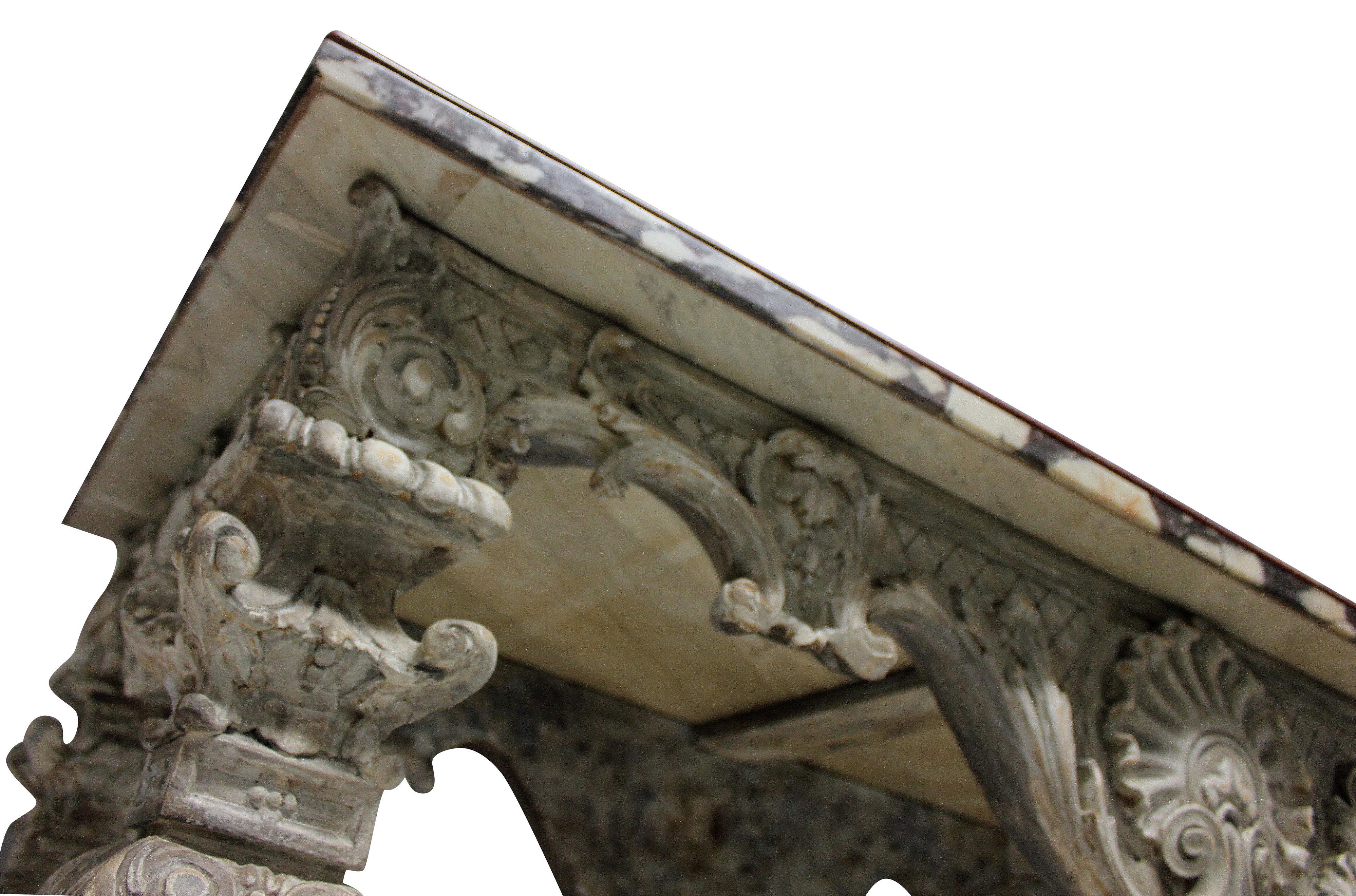 Barock geschnitzter und bemalter Tisch im Barockstil mit Pietra Dura-Marmorplatte im Angebot 1