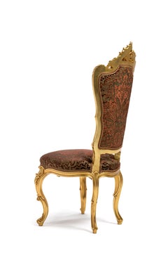 Baroque Chair Finely Hand Carved, Gold Leaf Finished with Devorè Velvet