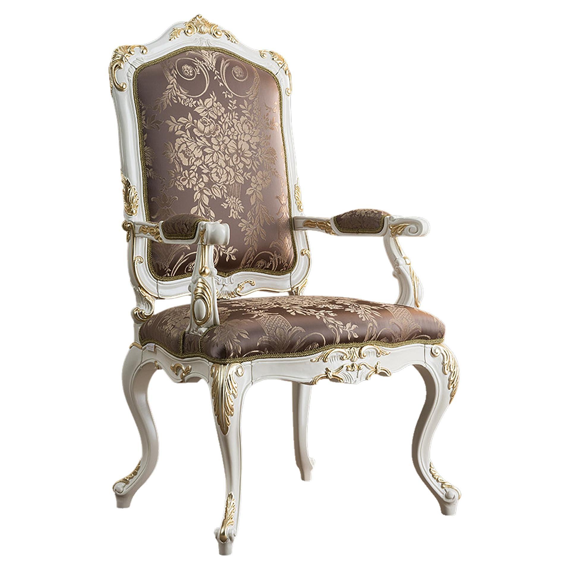 CHAIRS FRANCE BAROQUE STYLE DINING ROYAL CHAIR WITH ARMRESTS CREME UK #70F31 