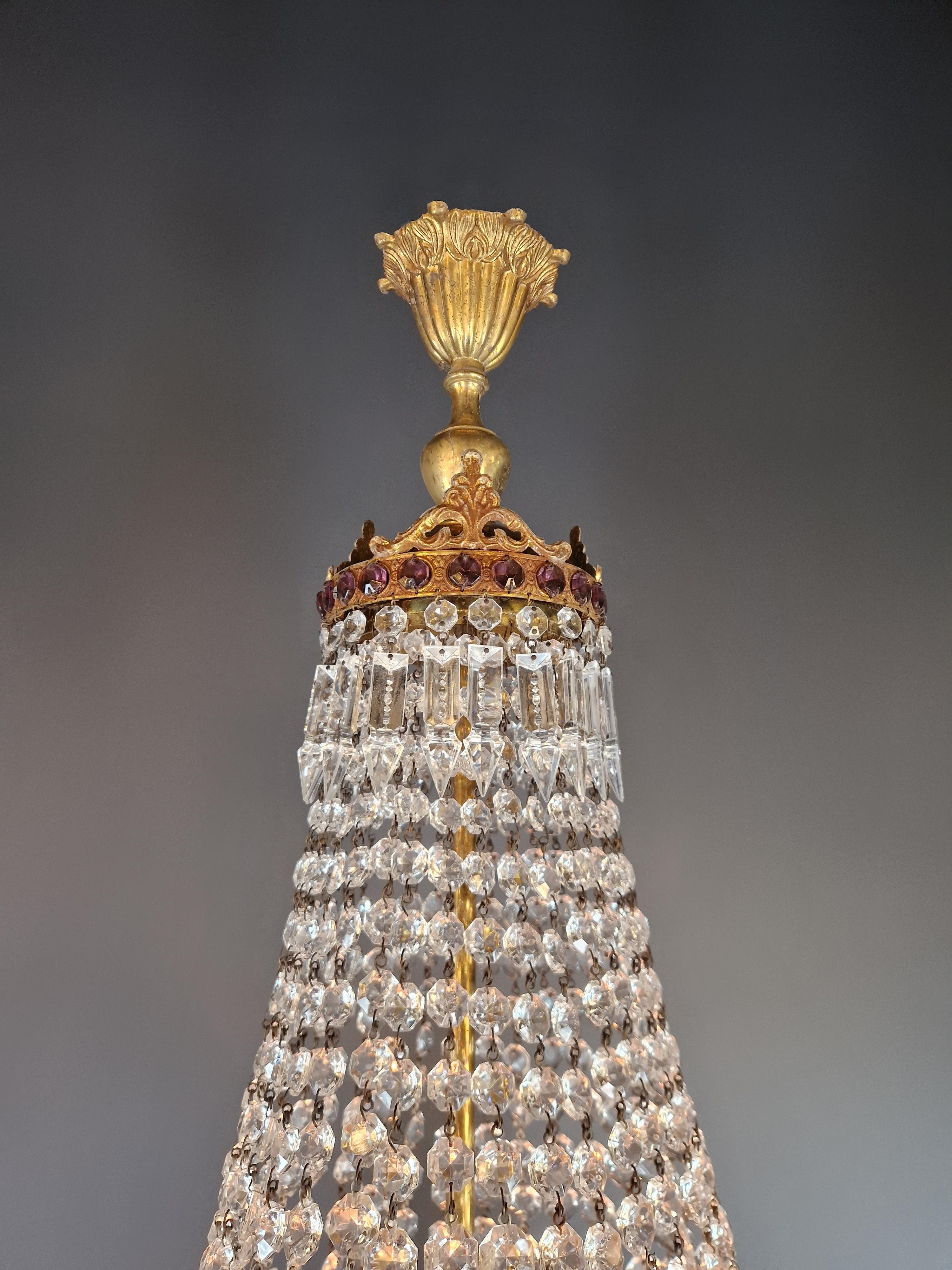 Baroque Chandelier Crystal Empire Brass Sac a Pearl Lustre Antique Purple 5