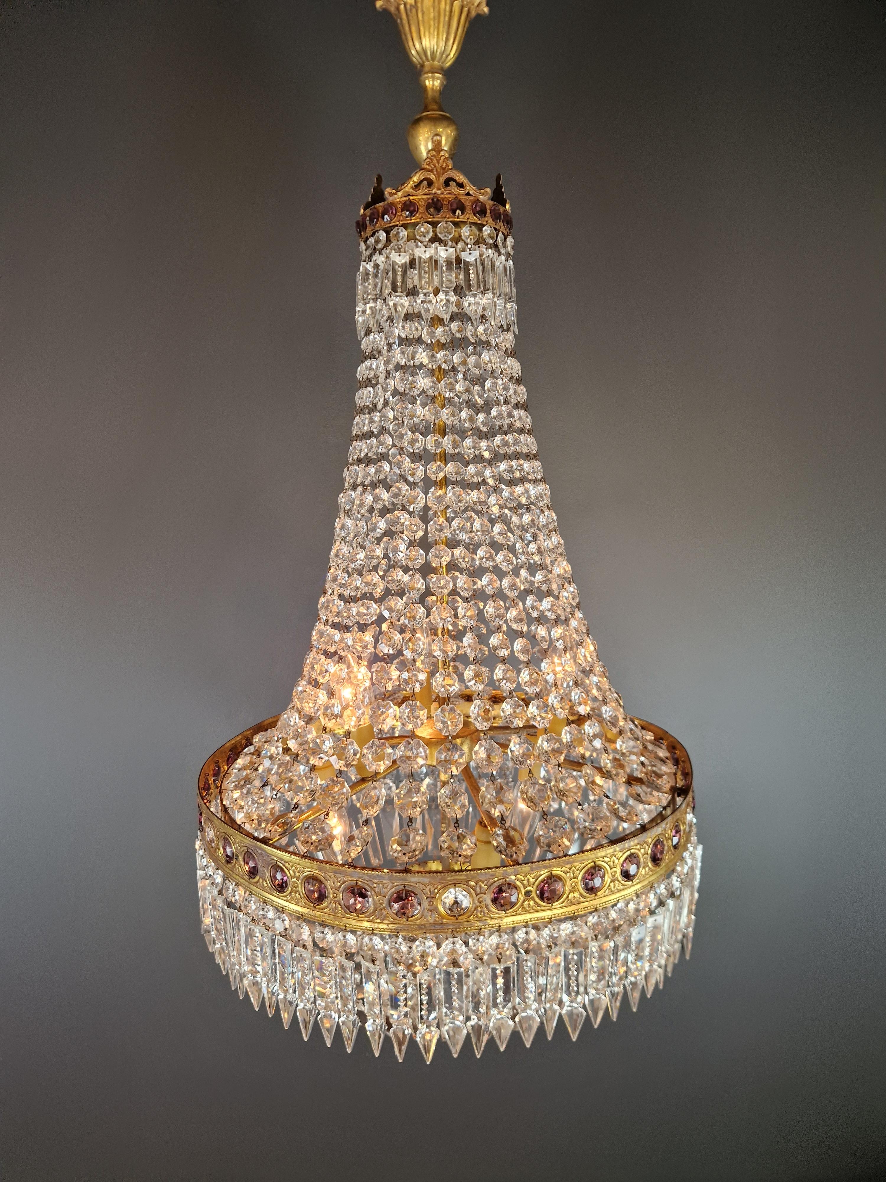 Baroque Chandelier Crystal Empire Brass Sac a Pearl Lustre Antique Purple 6