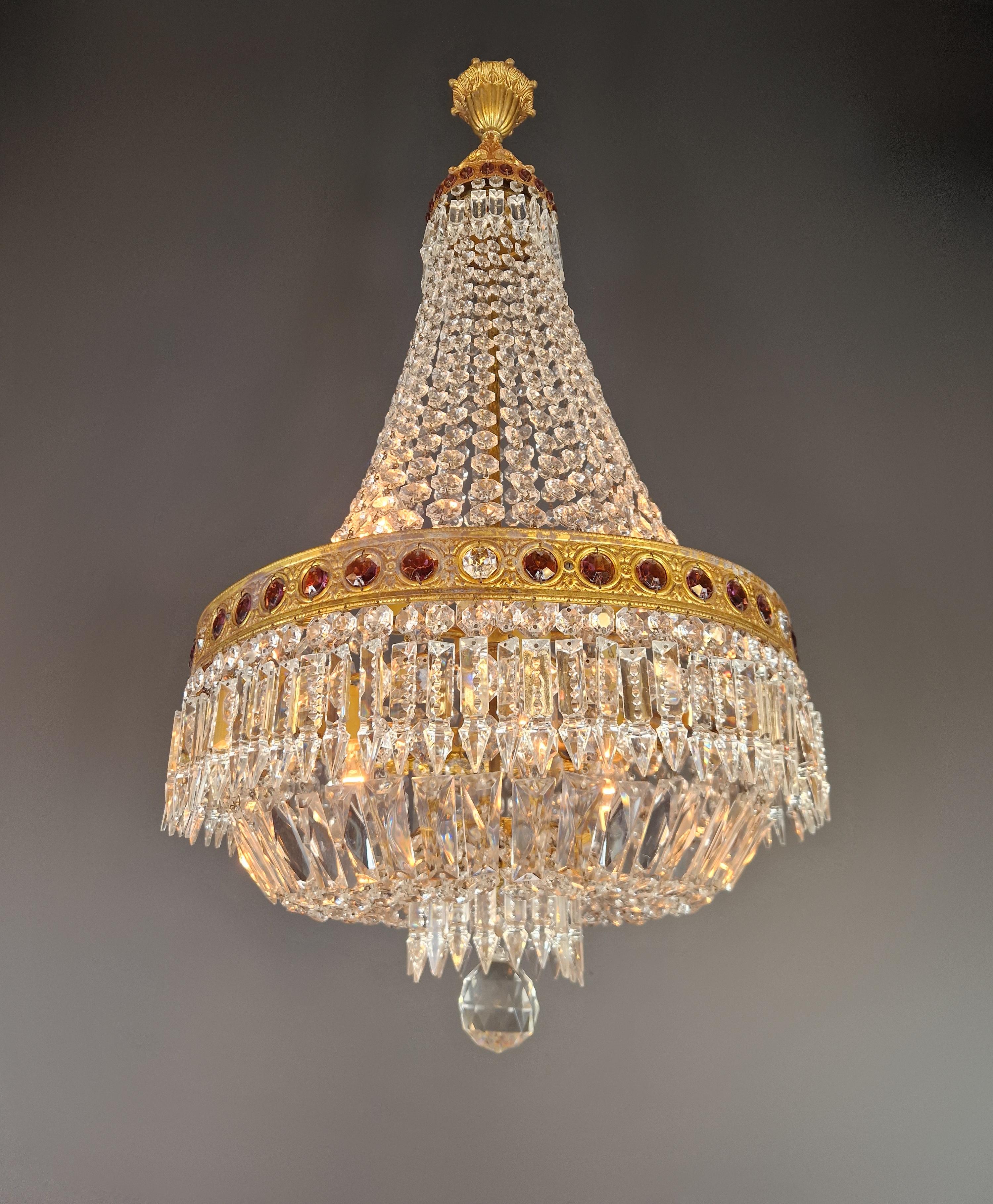 Baroque Chandelier Crystal Empire Brass Sac a Pearl Lustre Antique Purple 1