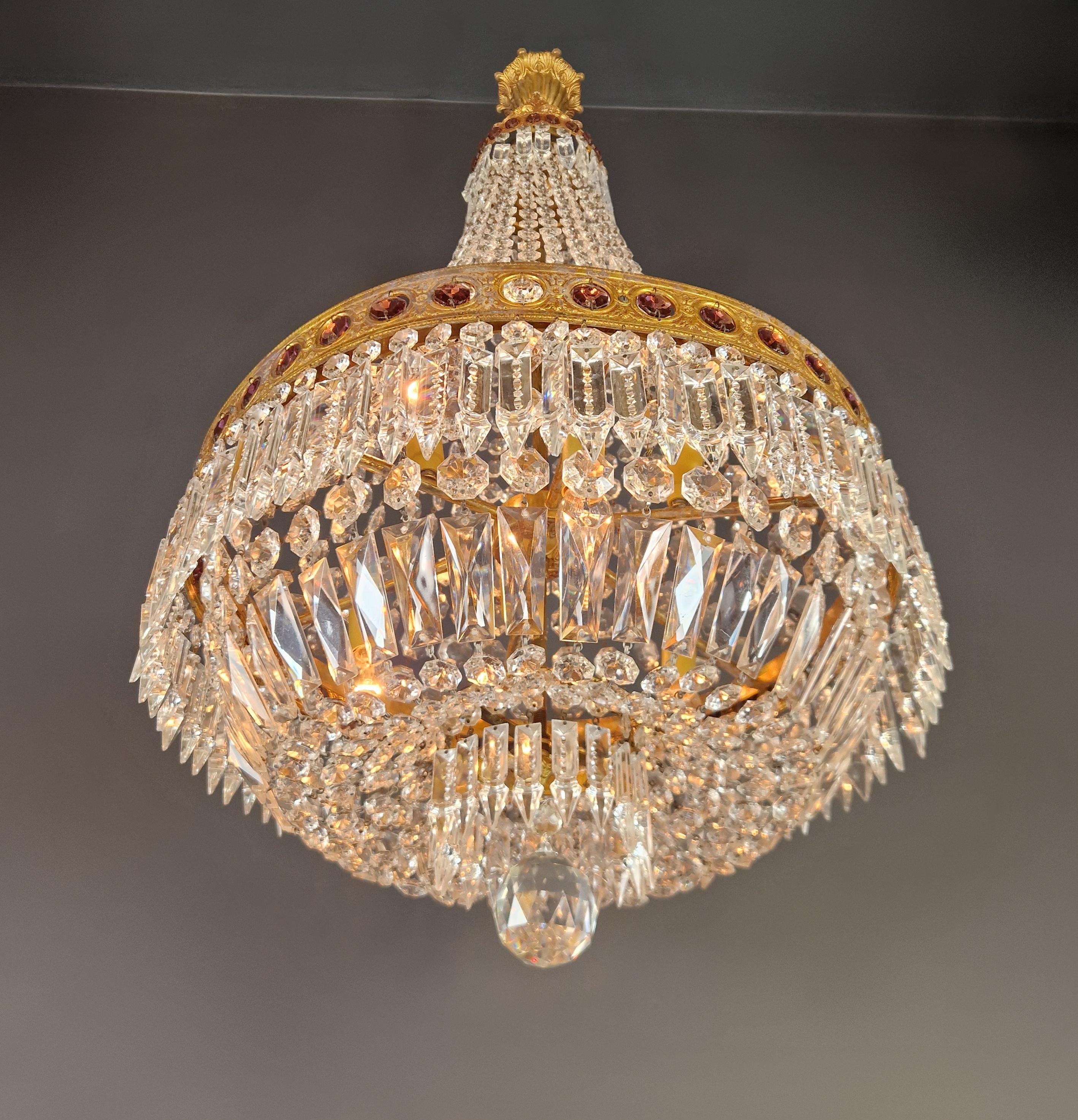 Baroque Chandelier Crystal Empire Brass Sac a Pearl Lustre Antique Purple 3