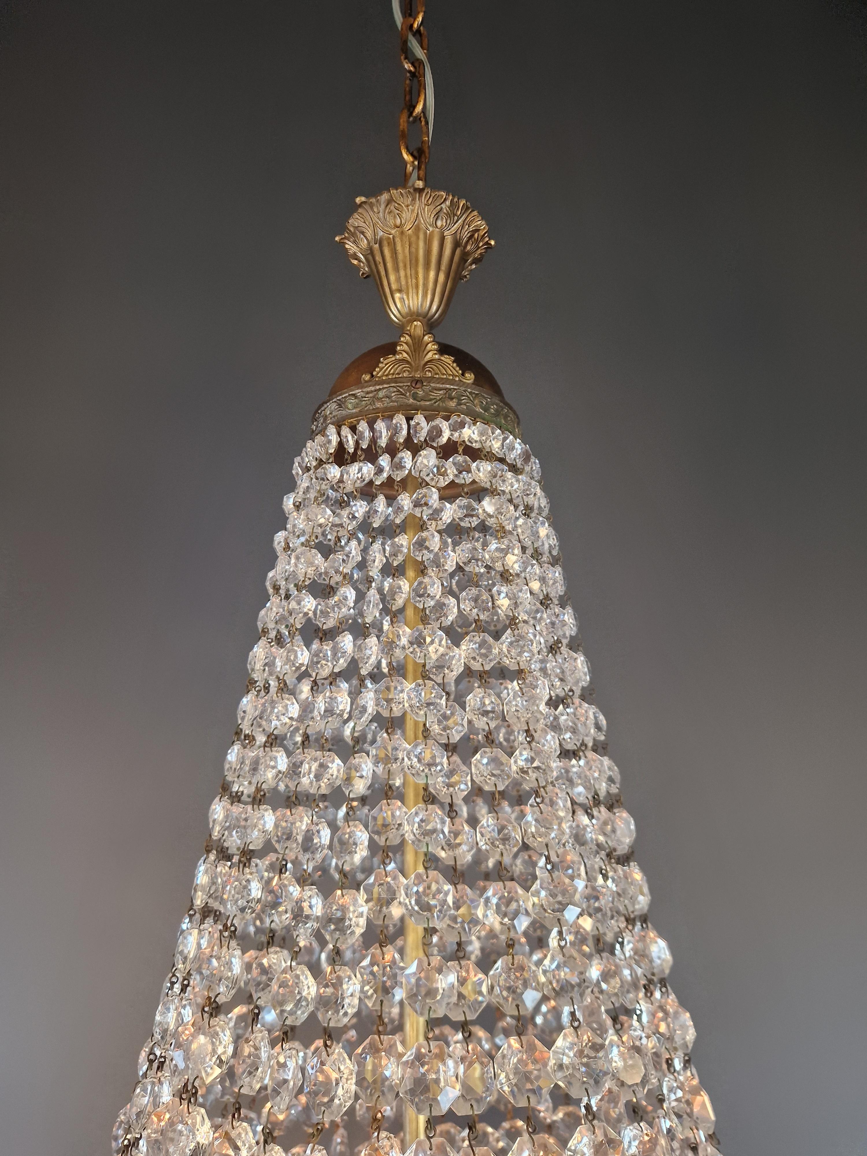 Baroque Chandelier Crystal Empire Brass Sac a Pearl Lustre Ceiling Antique 5