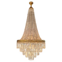 Plafonnier baroque Empire en laiton Sac a Pearl Lustre Antique