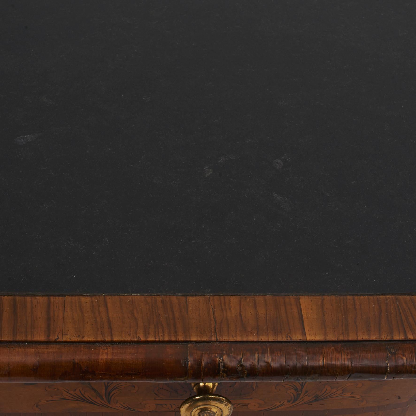 Inlay Baroque Chest of Drawers Walnut veneer with Marquetry Deco. Castle Furniture For Sale