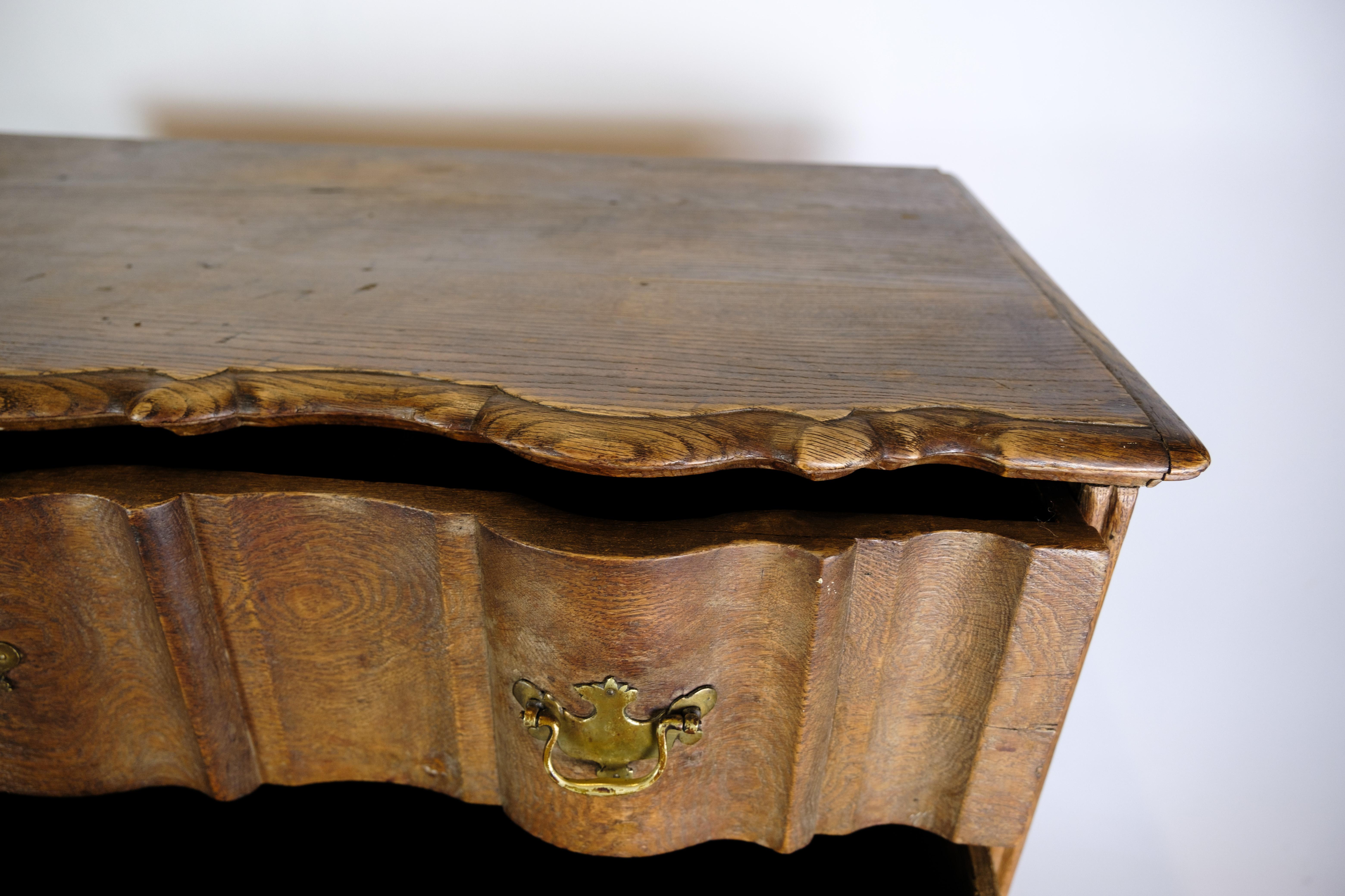 Baroque chest of drawers in oak with brass fittings from the 1780 In Good Condition In Lejre, DK