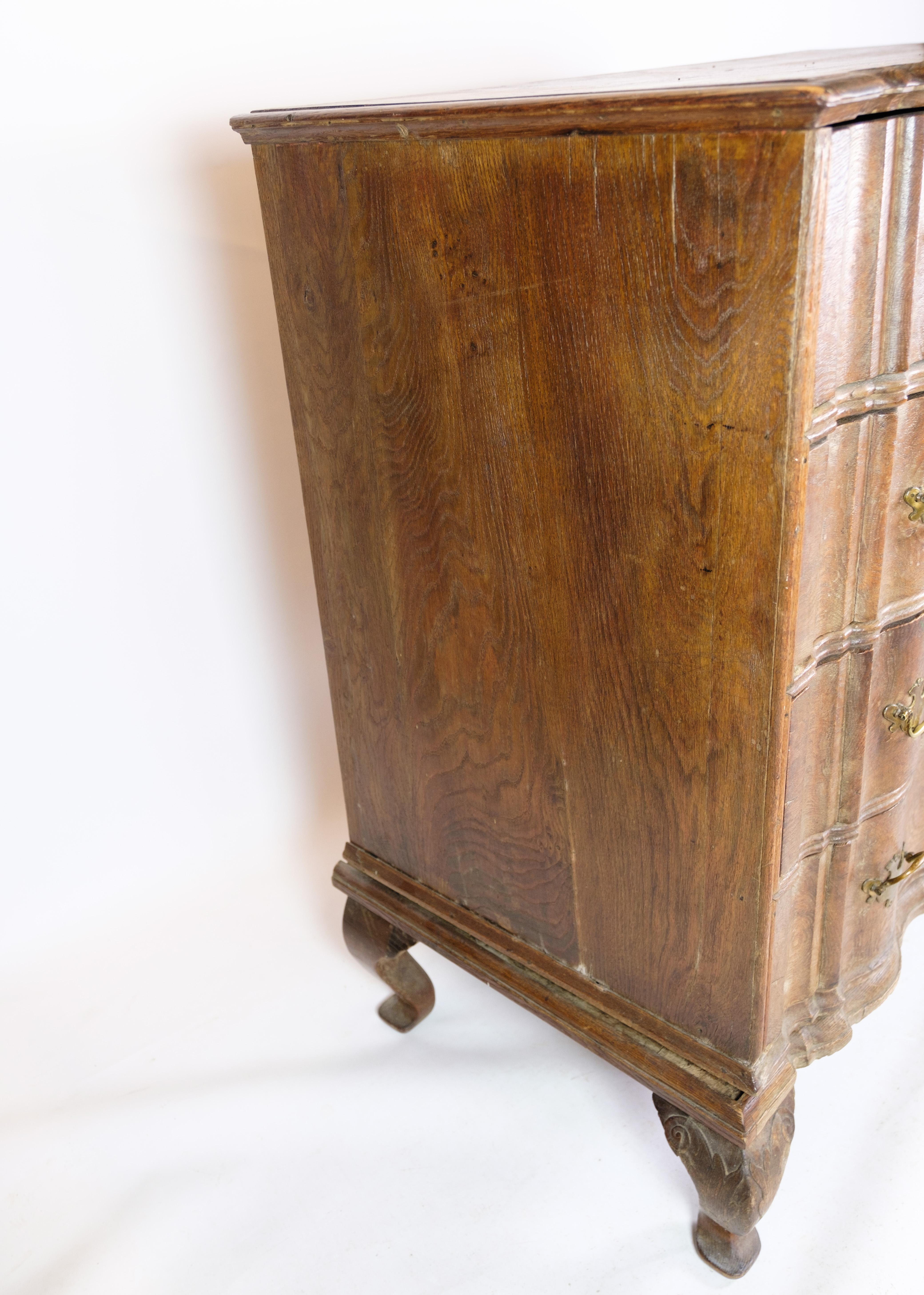 Baroque chest of drawers in oak with brass fittings from the 1780 1
