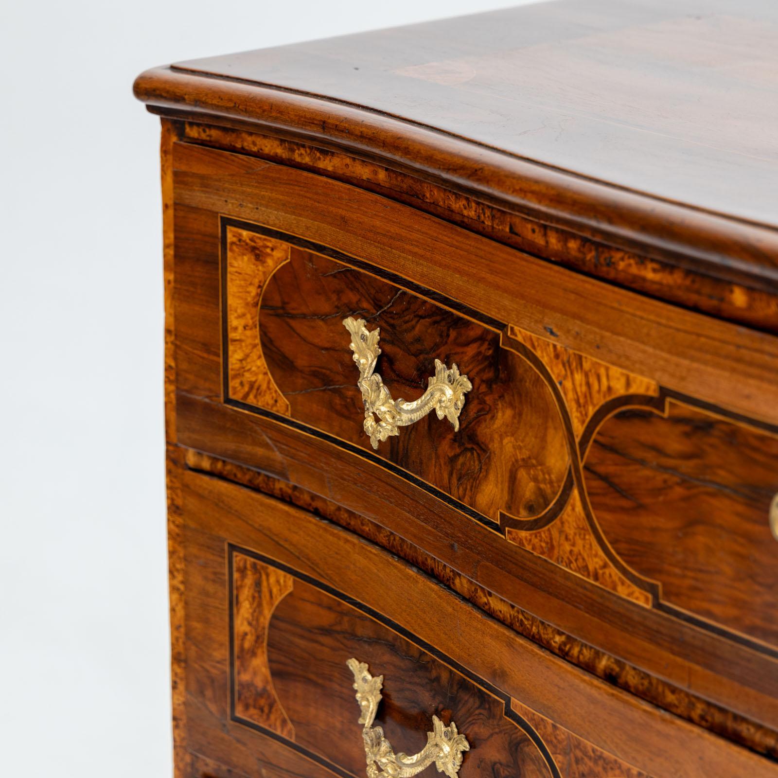 Baroque Chest of Drawers in Walnut, Inlaywork and Bronze fittings, Mid-18th C. For Sale 4