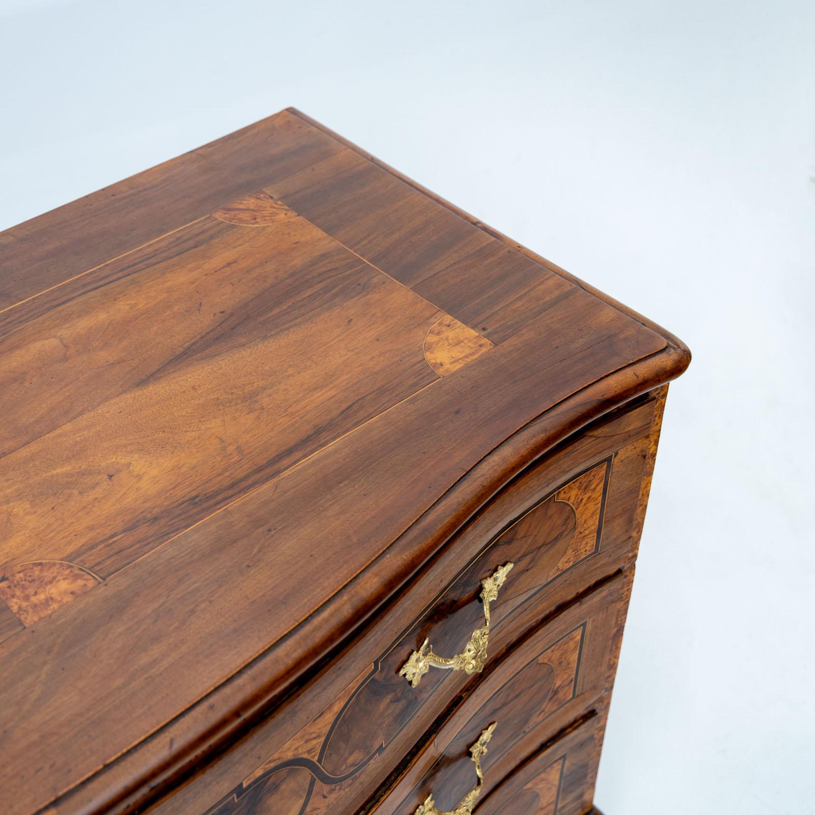 Baroque Chest of Drawers in Walnut, Inlaywork and Bronze fittings, Mid-18th C. For Sale 1