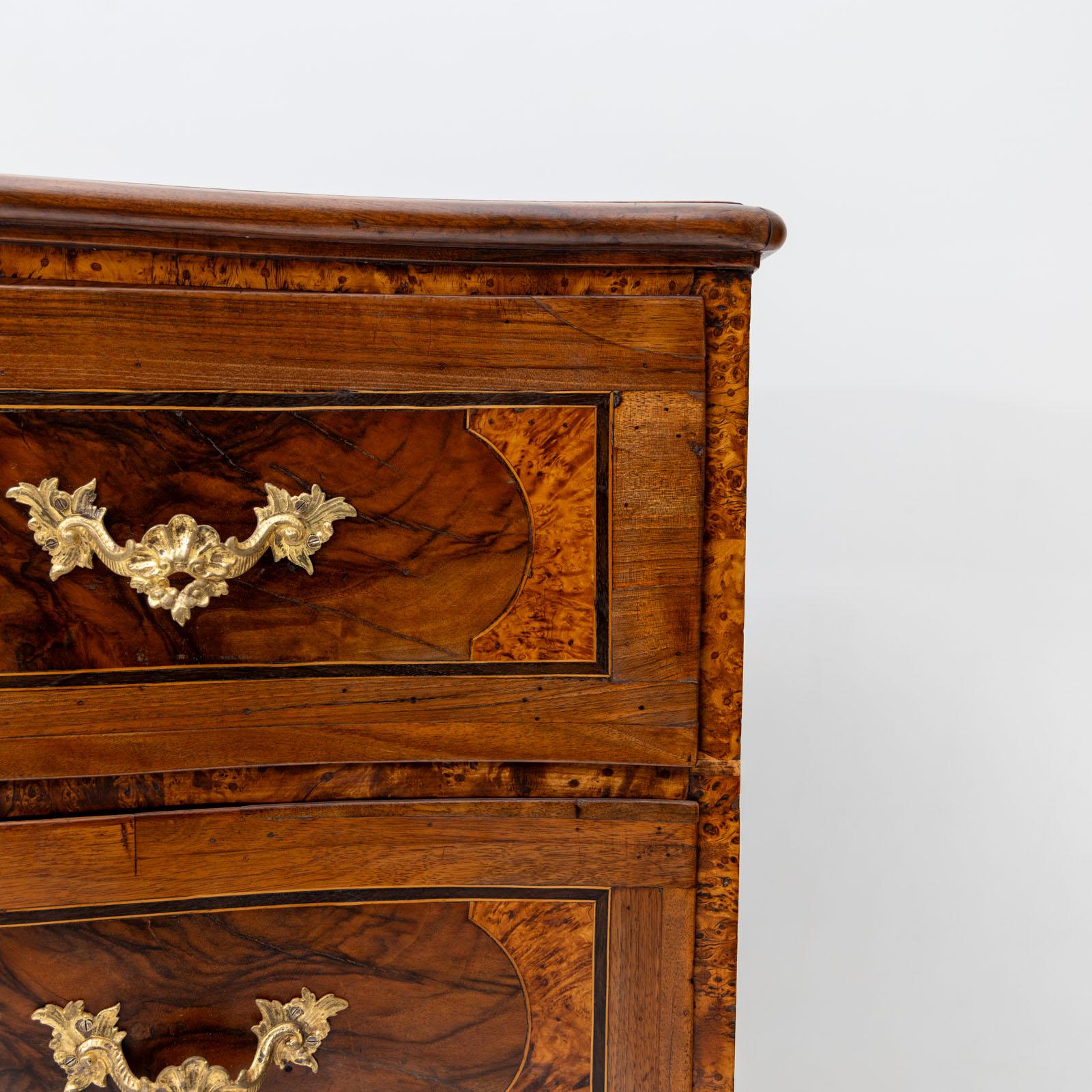 Baroque Chest of Drawers in Walnut, Inlaywork and Bronze fittings, Mid-18th C. For Sale 3