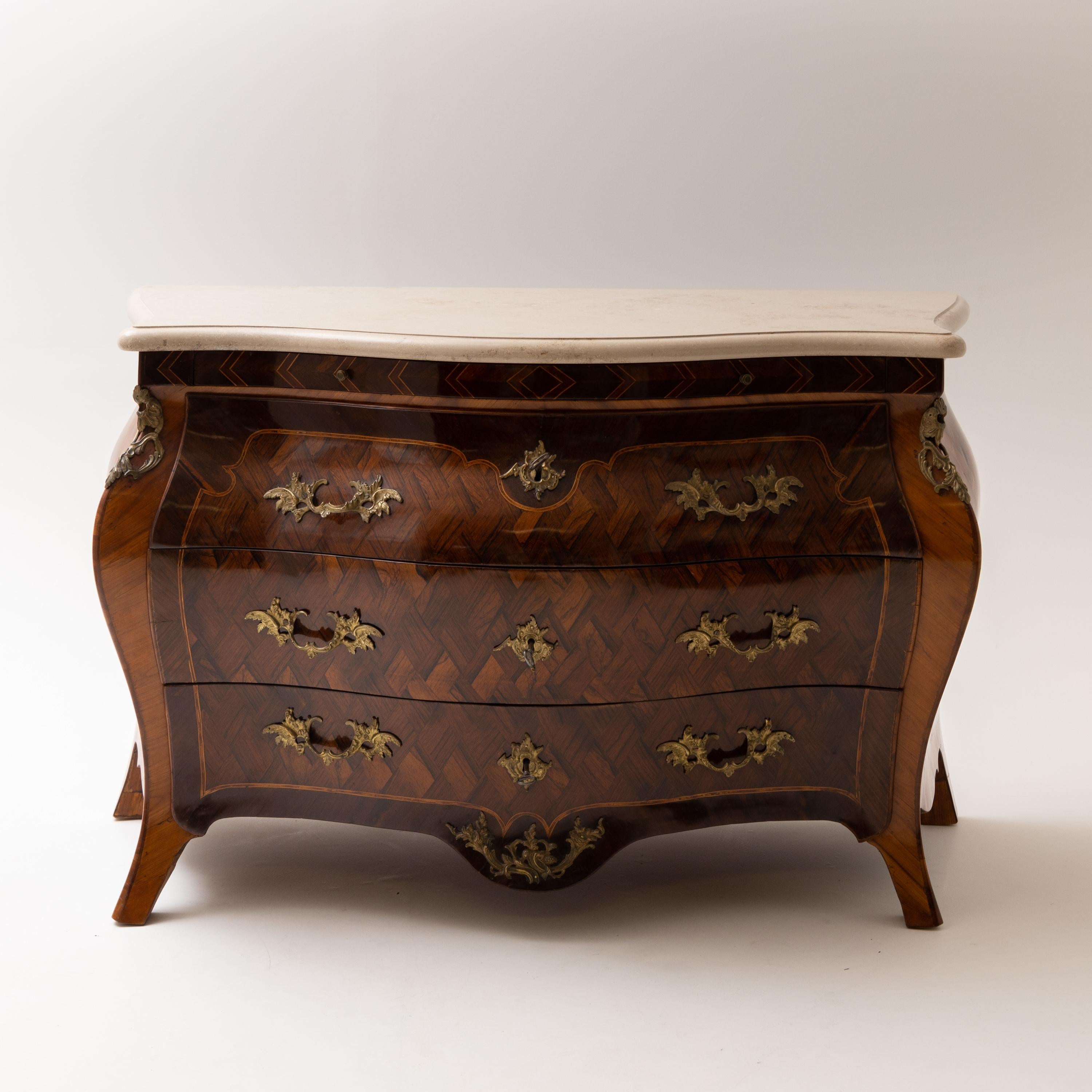 Baroque Revival Baroque Chest of Drawers, Niclas Korp, Sweden, c. 1775 For Sale
