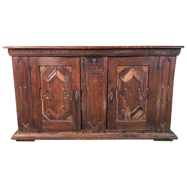 Baroque Chest of Drawers Solid Oak Dated 1784 For Sale at 1stDibs