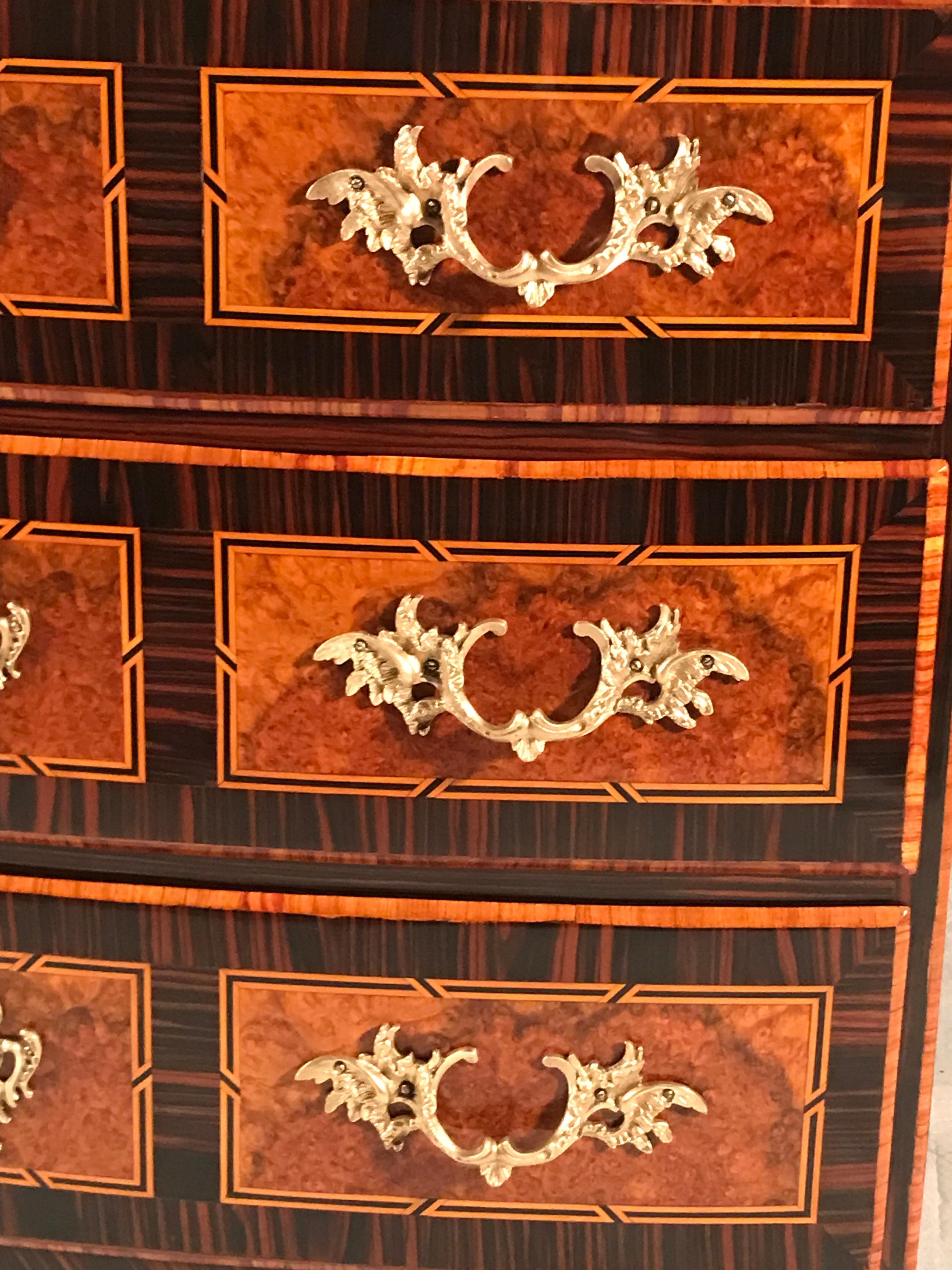 Marquetry Baroque Chest of Drawers, Switzerland, 18th Century For Sale