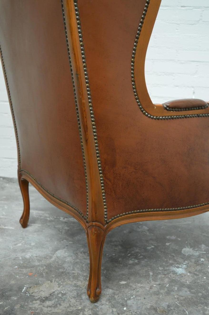 Baroque Chesterfield High Back Chair / Wingchair in Well Kept Original State For Sale 4