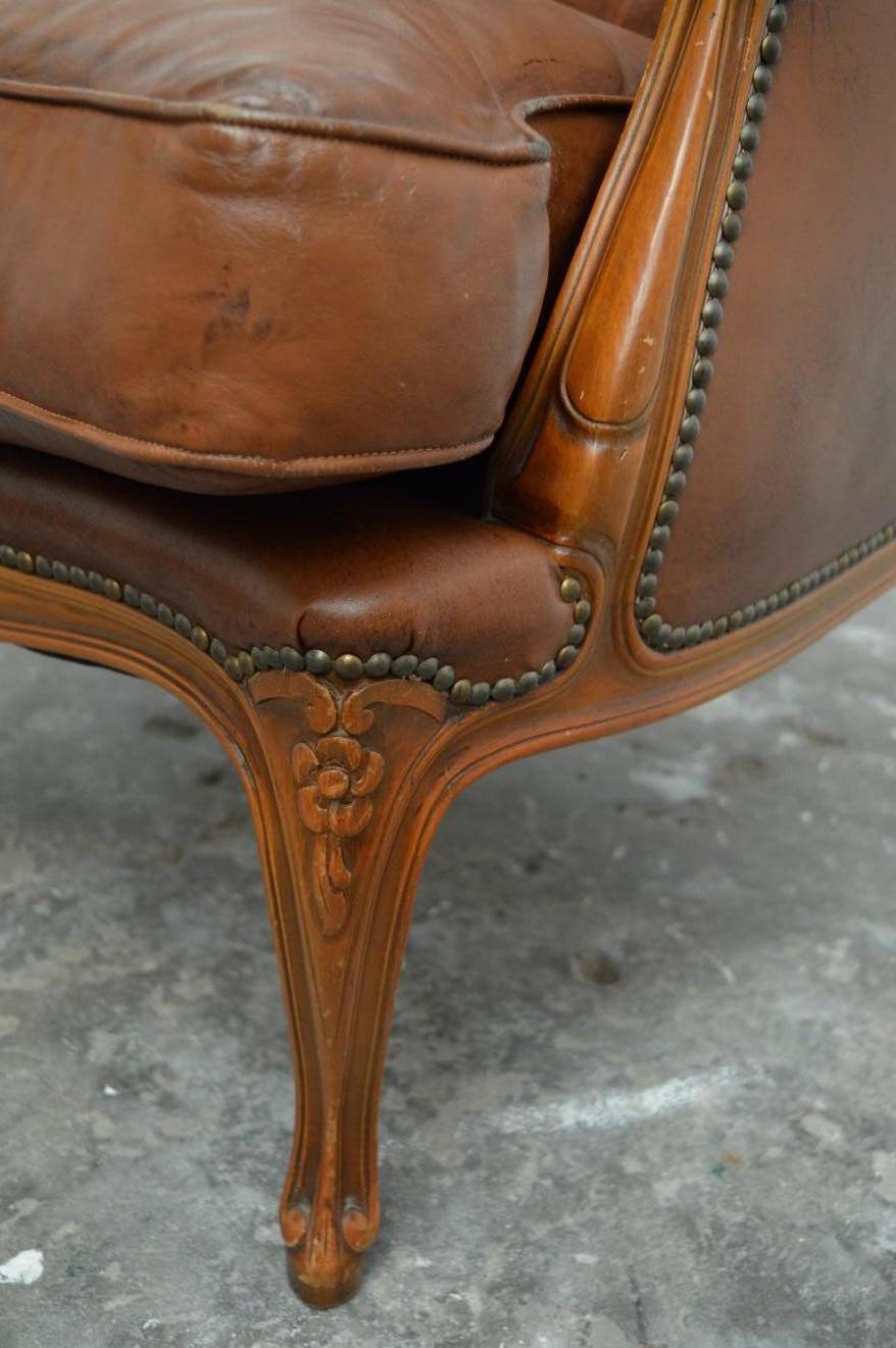 Baroque Chesterfield High Back Chair / Wingchair in Well Kept Original State For Sale 5