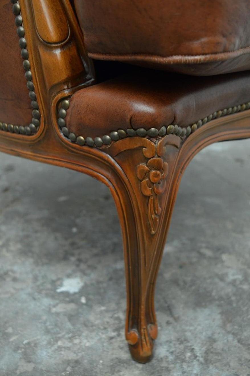Baroque Chesterfield High Back Chair / Wingchair in Well Kept Original State For Sale 7