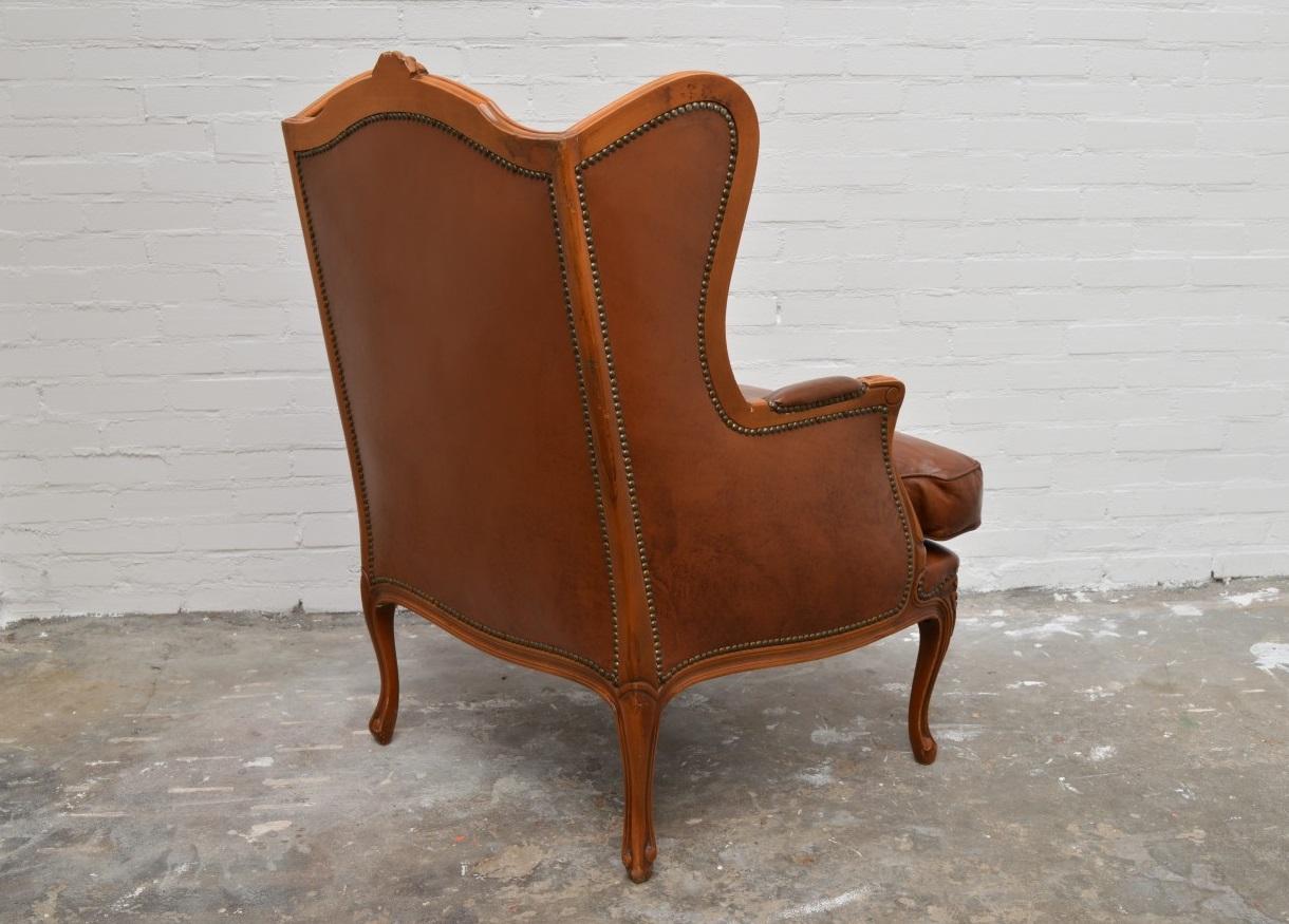 20th Century Baroque Chesterfield High Back Chair / Wingchair in Well Kept Original State For Sale