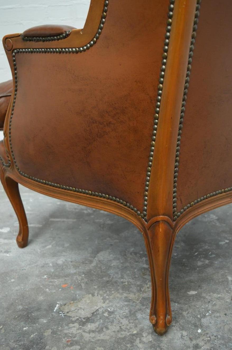 Baroque Chesterfield High Back Chair / Wingchair in Well Kept Original State For Sale 2