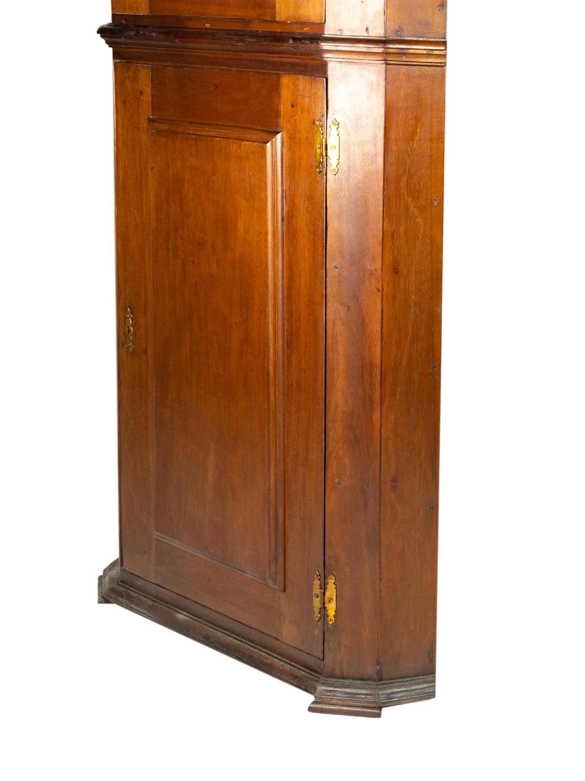 Brass Baroque Chestnut Corner Cabinet, 18th Century For Sale