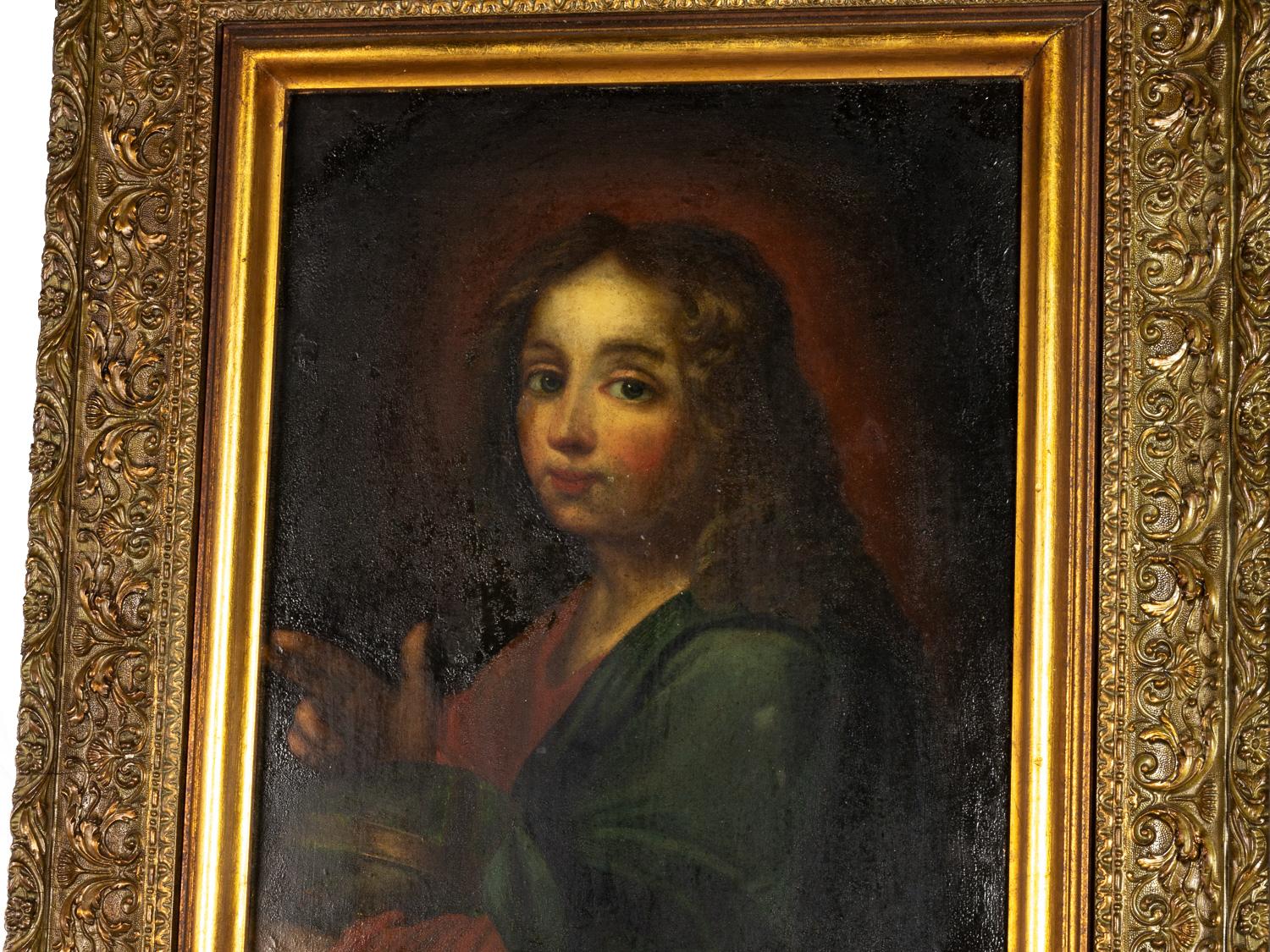 Italian Baroque Christ Salvator Mundi Painting, 17th Century For Sale