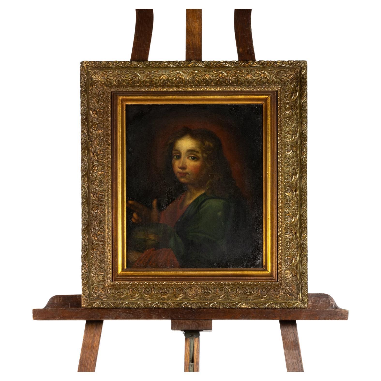 Baroque Christ Salvator Mundi Painting, 17th Century For Sale