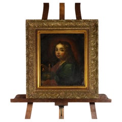 Antique Baroque Christ Salvator Mundi Painting, 17th Century