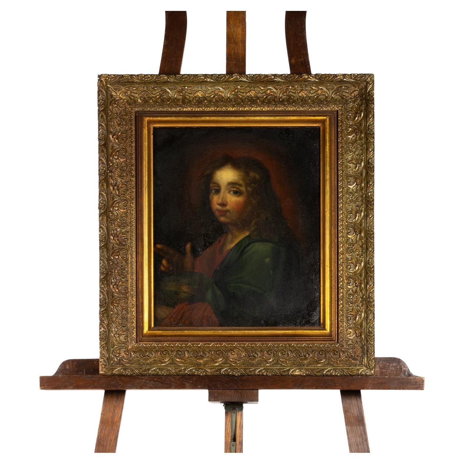 Barocke Christus Salvator Mundi Malerei, Religiöse Kunst, 17. im Angebot