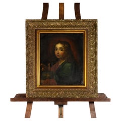 Baroque Christ Salvator Mundi Painting, Religious Art, 17th Century