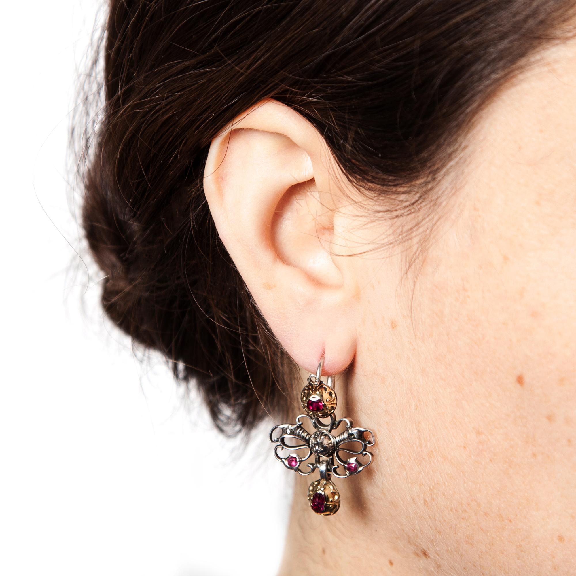Baroque circa 1750, Ruby and Diamond Demi Parure Set of Earrings, Pendant & Ring 9