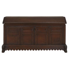 Baroque Coffin Lid Chest in Solid Oak, 1700