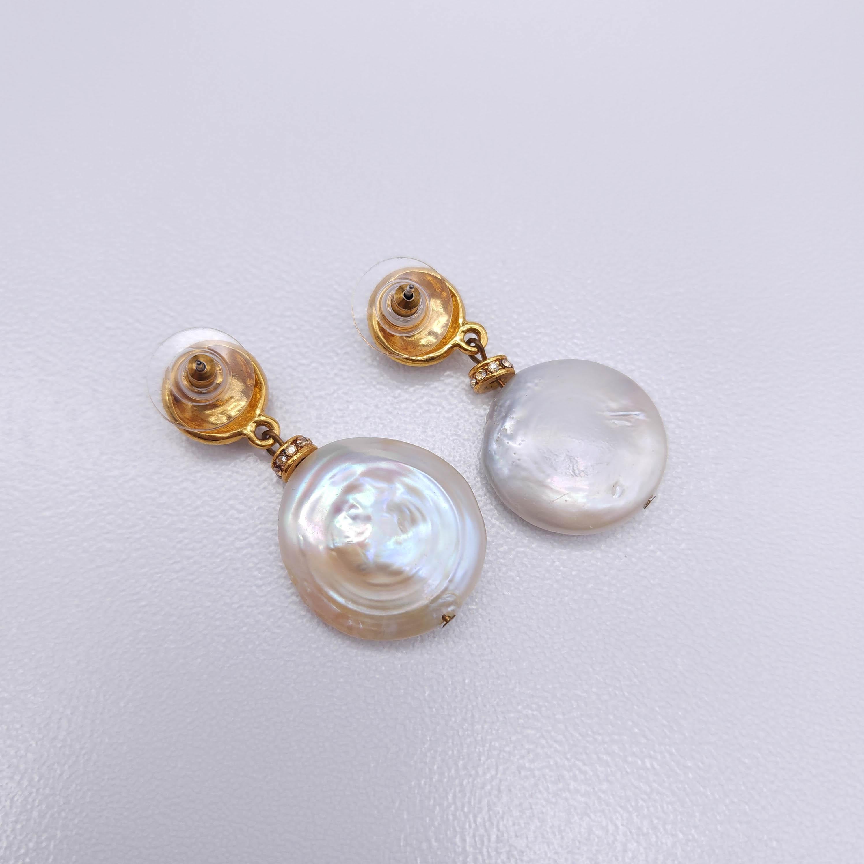 Pendientes barrocos de gota de oro con perla y circonita cúbica, vintage Retro en venta