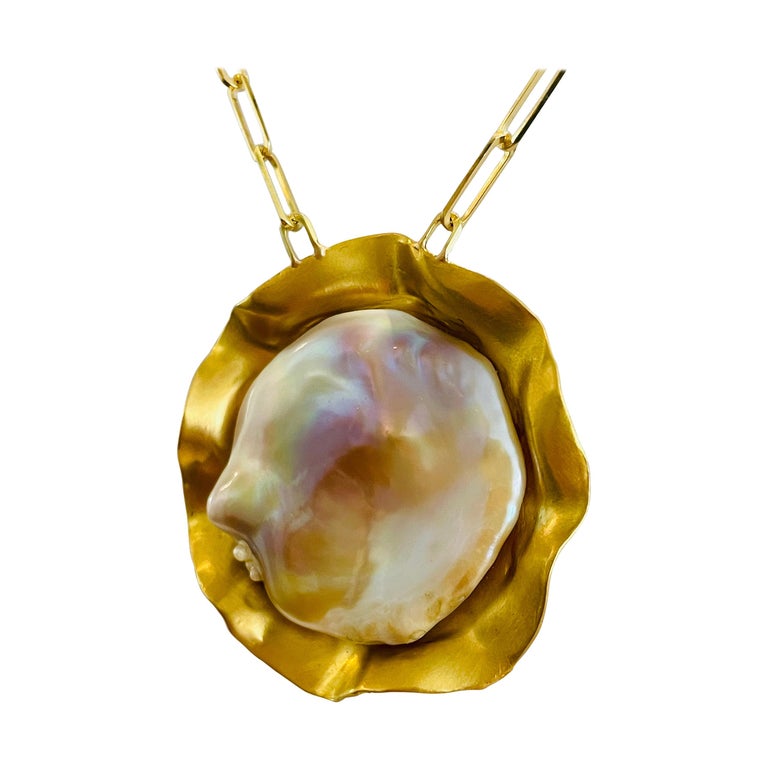 22k Gold Baroque Coin Pearl Necklace, by Tagili For Sale at 1stDibs