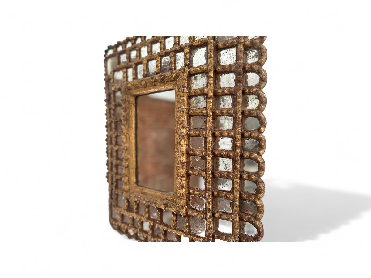 Grande specchio rettangolare barocco-coloniale in legno duro e foglia d'oro, 1925 in vendita 6
