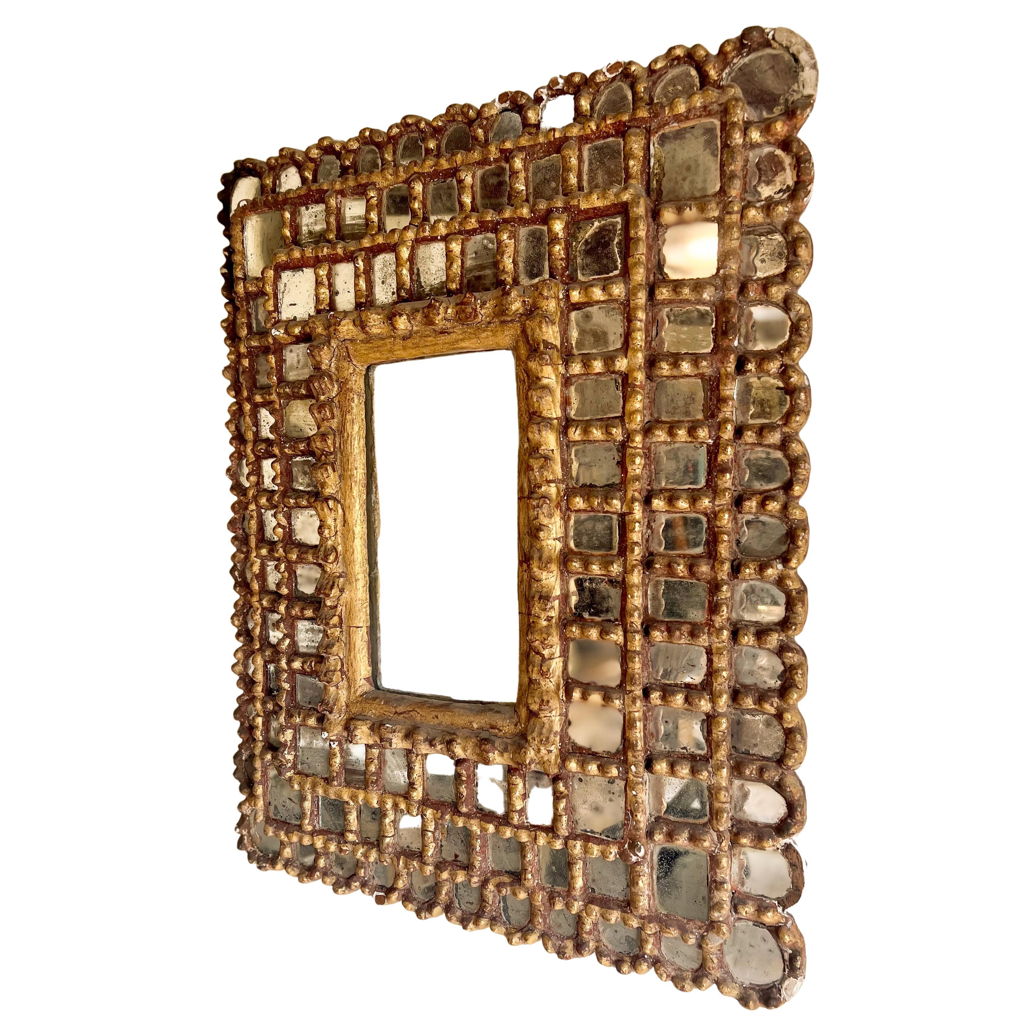 Néo-baroque Grand miroir colonial baroque rectangulaire Sunburst en bois dur et feuille d'or, 1925 en vente