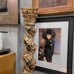 Baroque Column, gilded and polychrome wood with flowers