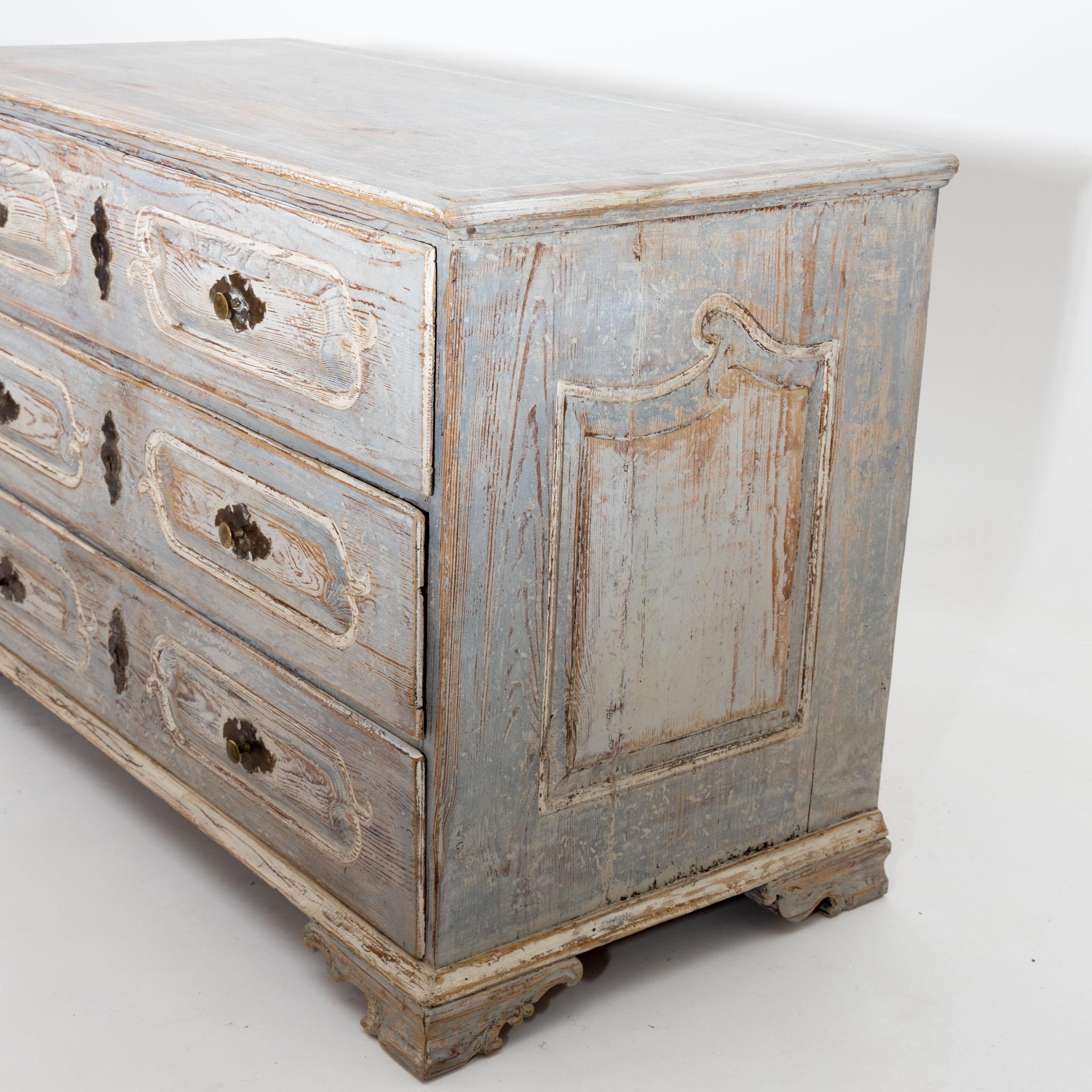 18th Century and Earlier Hand-painted white and blue Baroque Commode, 18th Century