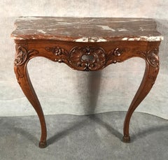 Baroque Console Table, Germany 1750, Oak with Marble Top